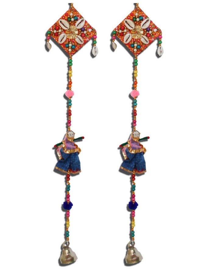 JH Gallery Handmade Recycled Material Rajasthani Dolls Door Hangings/Wall Hanging/Home Decor/Home Furnishing/Diwali Gift/Corporate Gift (38 Inches, 1 Pair), Multi-Coloured - Image 3