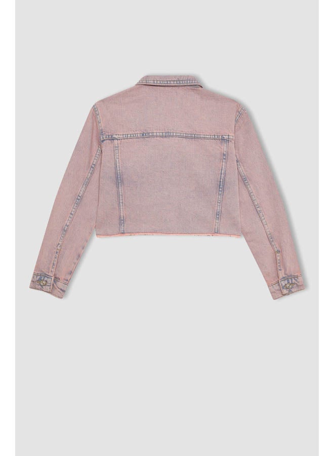 DeFacto Girl Cropped Fit Long Sleeve Denim Jacket  - Image 4