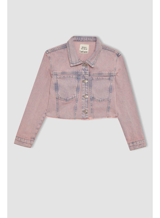 DeFacto Girl Cropped Fit Long Sleeve Denim Jacket  - Image 3