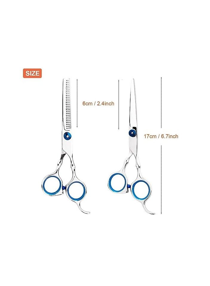ORiTi ORiTi Professional Barber Hair Cutting Scissors Thinning Shears Kit 6.7 Inch Stainless Steel Hairdressing Texturizing Salon Razor Edge Trimming Haircut with Comb for Home Use/Men/Women/Adults/Kids/Pet  - Image 3