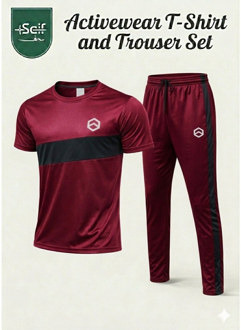 Saif Collection Regular Fit Crew Neck T-Shirt with Comfortable Trousers (Practical Activewear Set) | Co-Ord Set - Image 1
