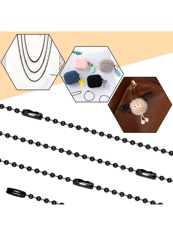 SANNIX 100Pcs Ball Beads Chain, Metal Hanging Chains 4.72 Inch Ball Chain Keychains with Connectors for Hanging Keychain Decoration(Black) - Image 5