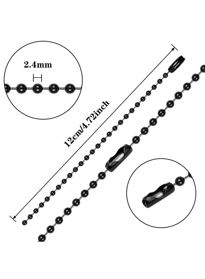 SANNIX 100Pcs Ball Beads Chain, Metal Hanging Chains 4.72 Inch Ball Chain Keychains with Connectors for Hanging Keychain Decoration(Black) - Image 2