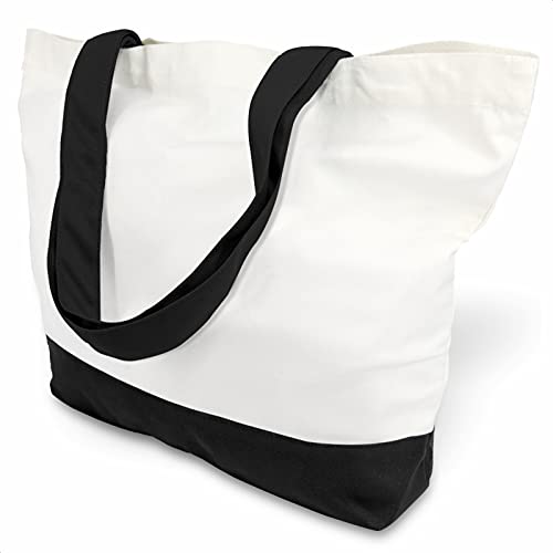 TOPDesign 24-Pack Super Strong Large 12oz Cotton Canvas Tote Bags, Reusable Grocery Shopping Cloth Bags, Fashionable Two-Tone Totes for Crafts, DIY Your Creative Designs - Image 1
