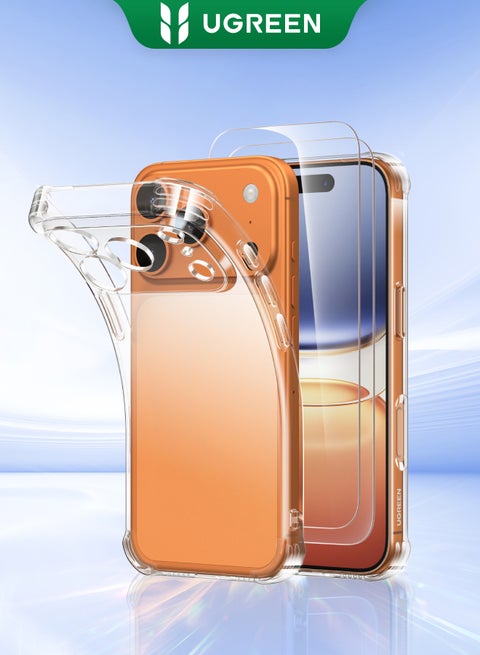 3 in 1 for iPhone 17 Pro Max Case, Built in 4 L-Arc Airbags, Military-Grade Protection, Ultra Clear, Shockproof iPhone Cover, with 2-Pack Ultra HD Screen Protector, Slim Case for 17 Pro Max 6.9-Inch -