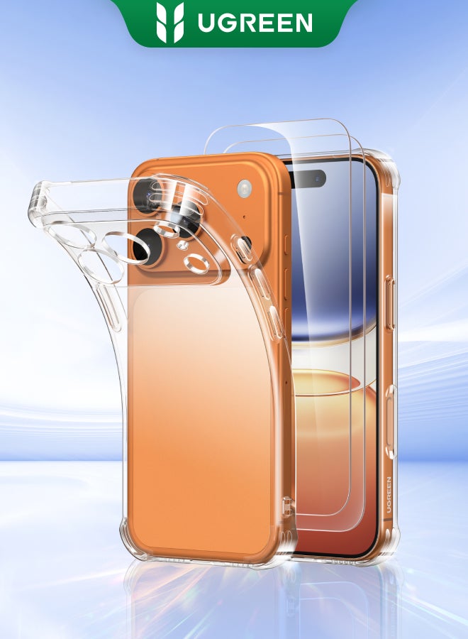 Ugreen 3 in 1 for iPhone 17 Pro Max Case, Built in 4 L-Arc Airbags, Military-Grade Protection, Ultra Clear, Shockproof iPhone Cover, with 2-Pack Ultra HD Screen Protector, Slim Case for 17 Pro Max 6.9-Inch - - Image 1