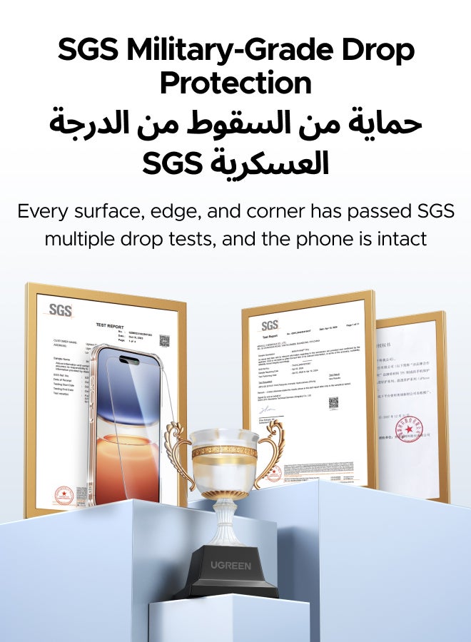 Ugreen 3 in 1 for iPhone 17 Pro Max Case, Built in 4 L-Arc Airbags, Military-Grade Protection, Ultra Clear, Shockproof iPhone Cover, with 2-Pack Ultra HD Screen Protector, Slim Case for 17 Pro Max 6.9-Inch - - Image 2