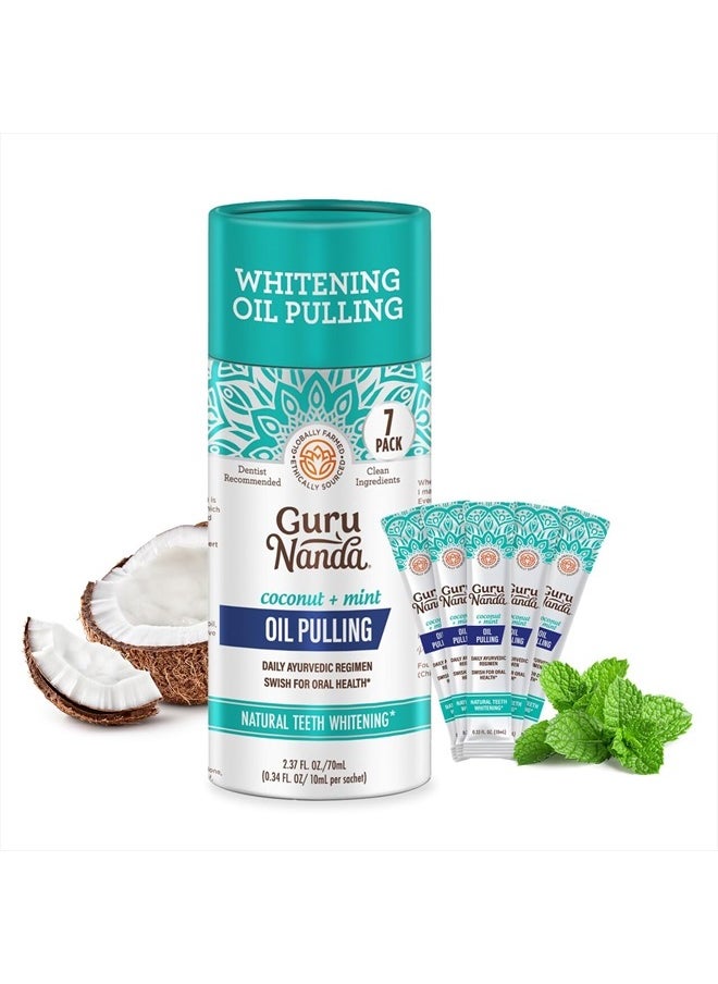 GuruNanda Oil Pulling Travel Sachets (Mickey D) - 100% Pure Blend of Coconut & 7 Essential Oils with Vitamins - Supports Oral Health - 7 Pack  - Image 1