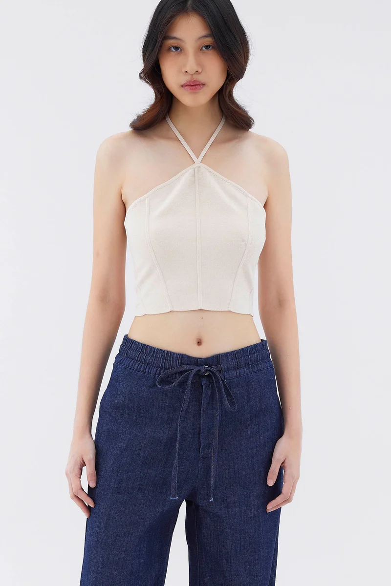The Editor's Market Lucci Halter Crop Top - Lace