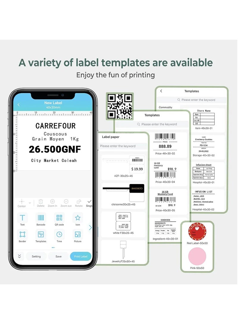 phomemo - Phomemo Label Printer - M110 Barcode Printer, Upgraded Bluetooth Portable Thermal Label Maker for Product, Address, Small Business, Office, Home for Phone/Tablet/PC/Mac, with 100pcs Labels, Baby Pink - Image 1