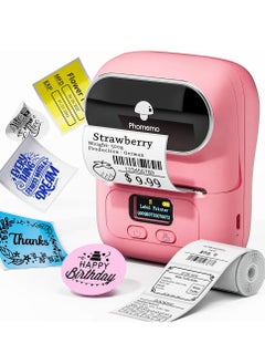 Phomemo Label Printer - M110 Barcode Printer, Upgraded Bluetooth Portable Thermal Label Maker for Product, Address, Small Business, Office, Home for Phone/Tablet/PC/Mac, with 100pcs Labels, Baby Pink
