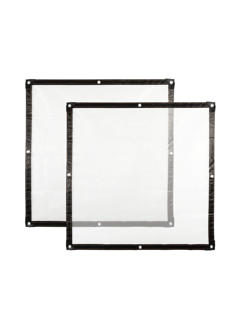 Clear Tarp, 2 Pcs 39x39IN Heavy Duty Tarp Cover Waterproof Tarpaulin PVC Tarpaulin with Grommets Multi Purpose for Gardening Camping Traveling UV-Ray Clear Greenhouse Plastic Cover for Garden Patio  - Image 1