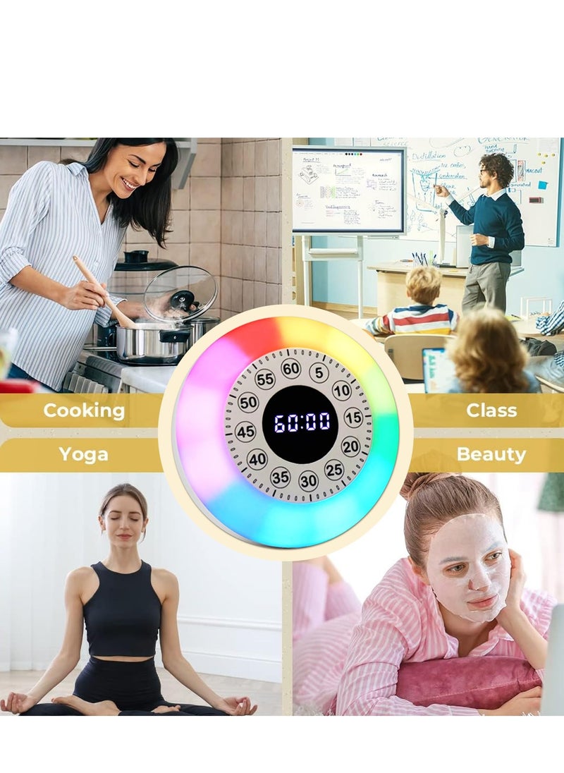 SYOSI Visual Timer with RGB Light for Kids Rechargeable Toddler Timer Countdown Timers Clock Timer 60 Minute Visual Timer Adults Time Management Tool for Home Classroom Office  - Image 2
