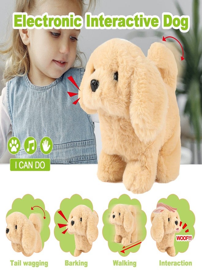 Super JAKES Plush Toy Puppy,Electronic Interactive Pet Dog - Walking, Barking, Tail Wagging, Stretching Companion Animal for Kids(Golden Dog) - Image 2