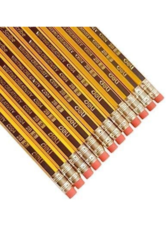 Deli graphite pencil 2.4 mm c004-2b with eraser tip - yellow and black - Image 3