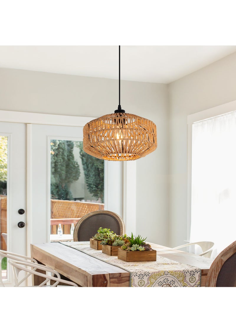GEADI - Rattan Light Fixtures Ceiling Mount Boho Ceiling Light Fixture With Dimmable Led Bulb Mini Hand Woven Rattan Chandelier Light Fixtures Ceiling For Bedroom Kitchen Entryway Living Room Hallway - Image 1