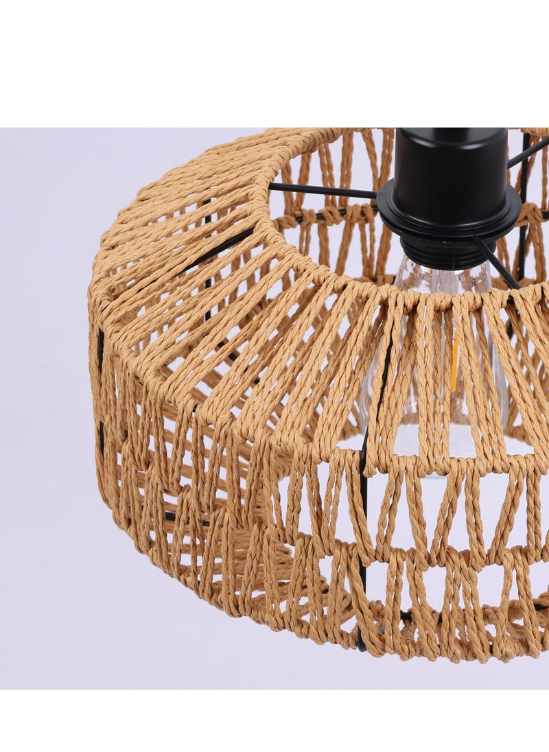 GEADI - Rattan Light Fixtures Ceiling Mount Boho Ceiling Light Fixture With Dimmable Led Bulb Mini Hand Woven Rattan Chandelier Light Fixtures Ceiling For Bedroom Kitchen Entryway Living Room Hallway - Image 1