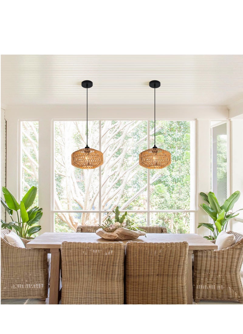 GEADI - Rattan Light Fixtures Ceiling Mount Boho Ceiling Light Fixture With Dimmable Led Bulb Mini Hand Woven Rattan Chandelier Light Fixtures Ceiling For Bedroom Kitchen Entryway Living Room Hallway - Image 1