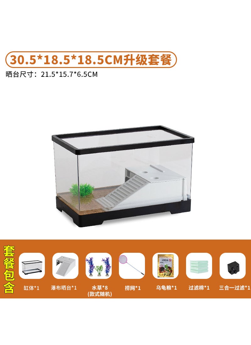 Generic - Tortoise Tank Household Climbing Table Eco-Acrylic Plastic Feeding Box Landscape Water Circulation Small Fish Tank for Living Room 30.5*18.5*18.5 [Upgrade Package] 13-piece Set of Running Water Basket 30.5*18.5*18.5 [Upgrade Package] 13-piece Set of Running Water Basket - Image 1
