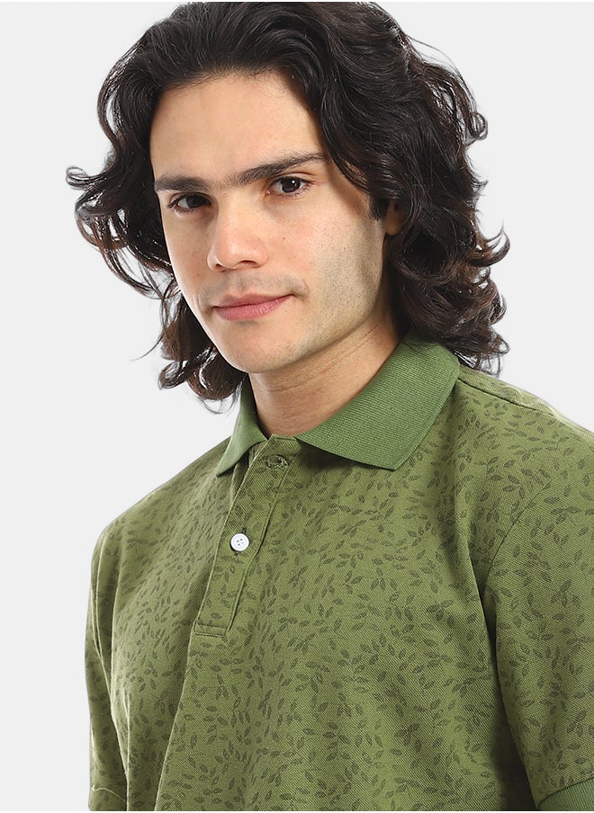 Red Circle Self Pattern Regular Fit Polo Shirt  - Image 4