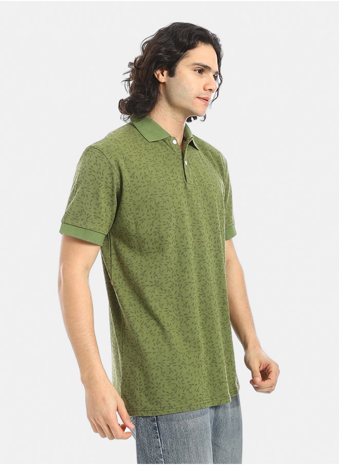 Red Circle Self Pattern Regular Fit Polo Shirt  - Image 2