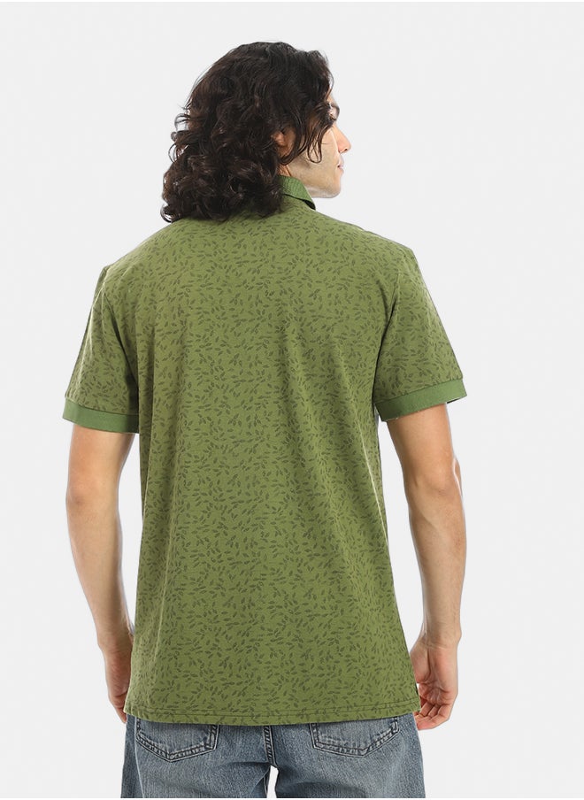 Red Circle Self Pattern Regular Fit Polo Shirt  - Image 3