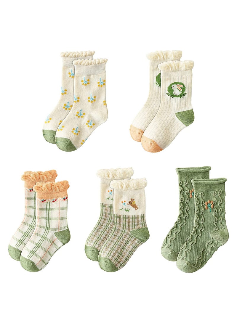 SYOSI 5 Pairs Baby Toddler Kids Socks Cotton Crew Socks Novelty School Socks Cute Pattern Ankle Socks for 1-12 Years Boys Girls(M) - Image 1