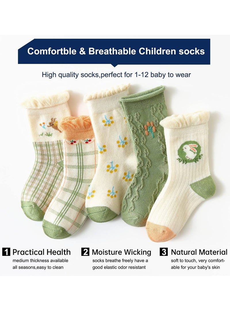 SYOSI 5 Pairs Baby Toddler Kids Socks Cotton Crew Socks Novelty School Socks Cute Pattern Ankle Socks for 1-12 Years Boys Girls(M) - Image 3