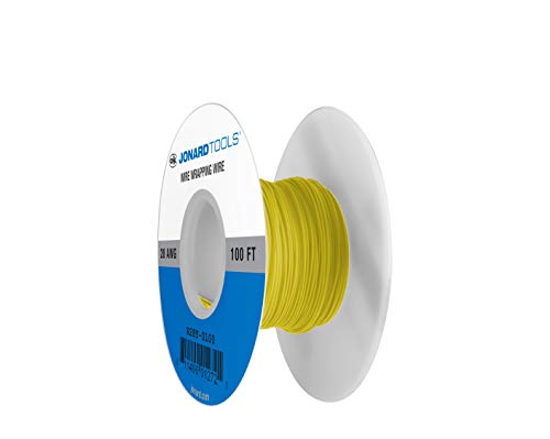 Jonard Tools R28Y-0100 Yellow Insulated Kynar Copper Wire Roll, 28 AWG, 100 ft Length - Image 1