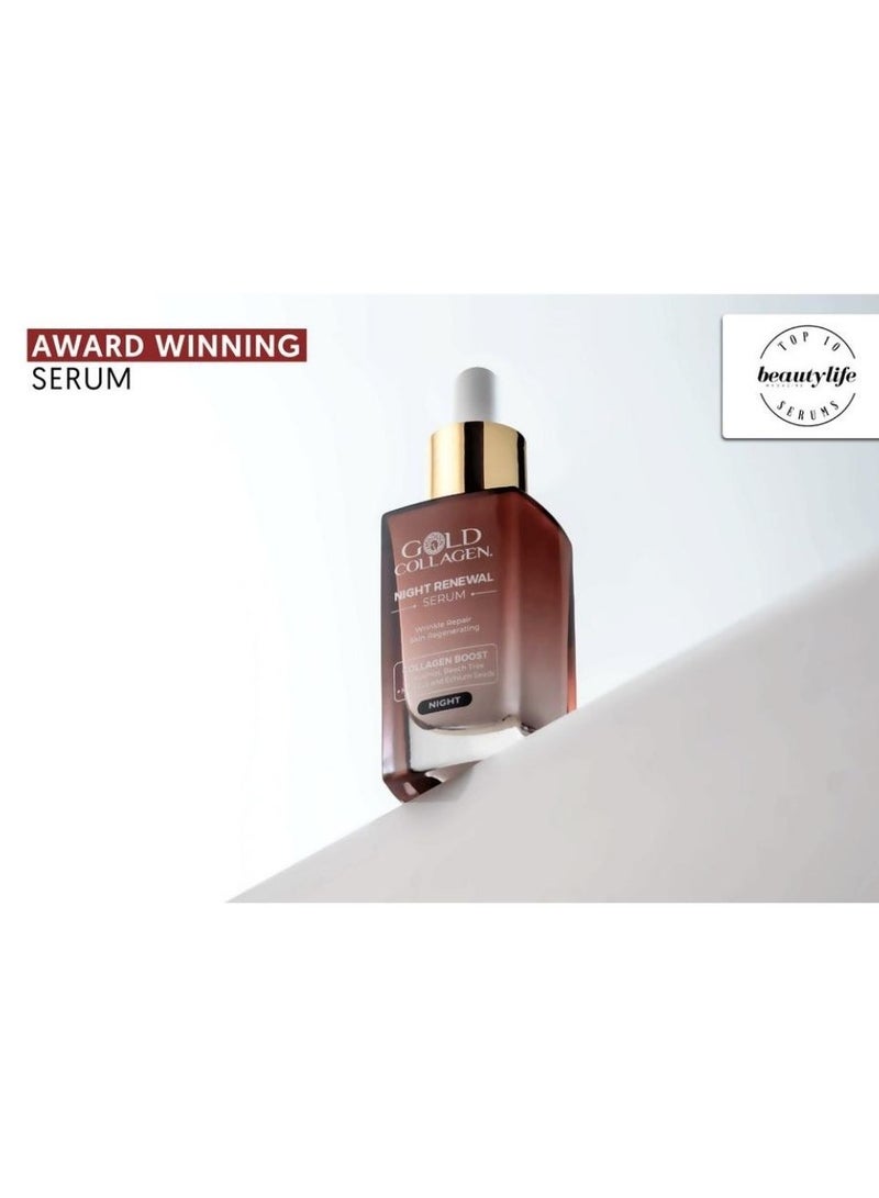 جولد كولاجين سيروم الكولاجين الذهبي الليلي لتجديد البشرة وإصلاح التجاعيد وتجديد شبابها 30 مل - Image 3