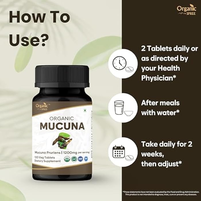 ORGANIC SPREE Mucuna 120 Tablets – USDA Organic Mucuna Pruriens - Organic and Natural 120tab - Image 3