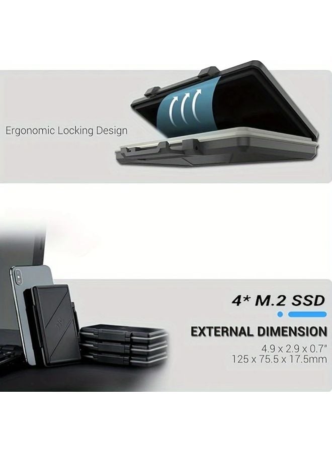 Durable ABS Waterproof Storage Case 4 Slots For M 2 SSD Holder Box - Image 5
