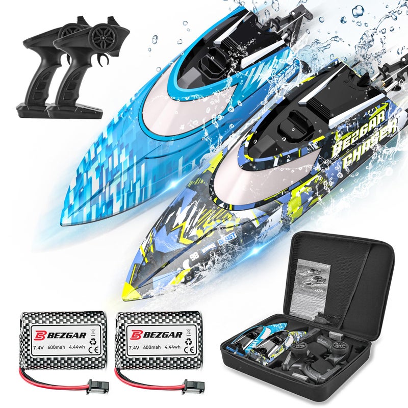 BEZGAR RC Boat 2 Packs 12 inch Fast Speed RC Boat 30 KPH with A Portable Suitcase for Lakes Pools Salt Water Summer Toys for Adults and Ideal Gifts for Kids Boys Age 6 7 812 Years Old TX2P1 - Image 2