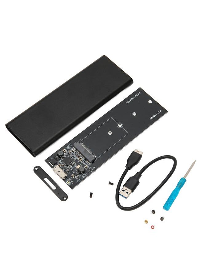 Thoraya M.2 NGFF to USB3.0 Metal Mobile Hard Drive Box M.2 SATA Protocol SSD Solid State Hard Drive Box Supports OTG/WTG Function Black  - Image 1