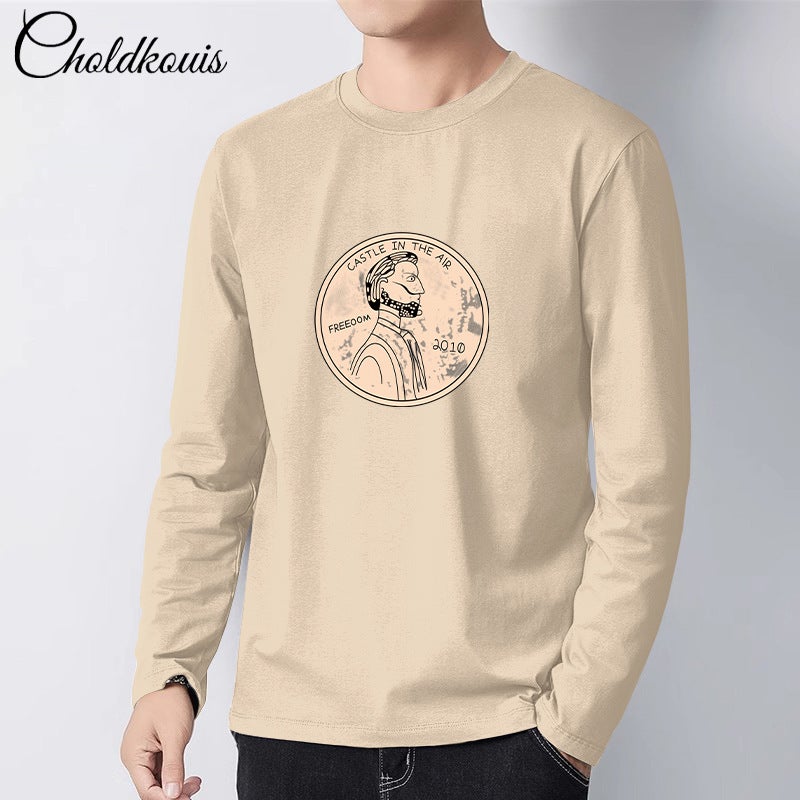 Heavy Long Sleeve T-Shirt Men'S 2025 Spring New Casual Men'S Loose Plus Size Base Shirt Pattern Fashion - Image 2