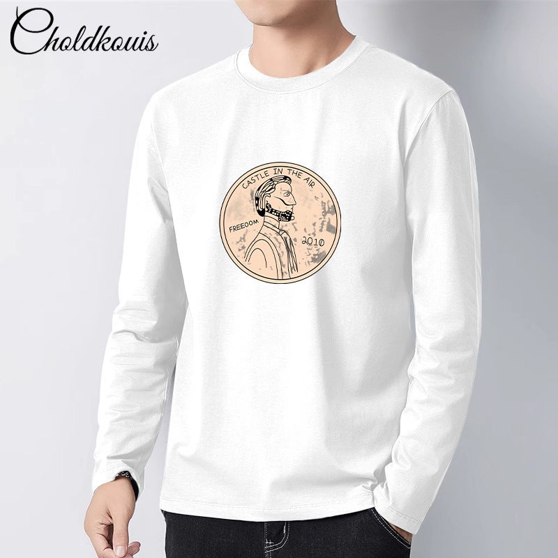 Heavy Long Sleeve T-Shirt Men'S 2025 Spring New Casual Men'S Loose Plus Size Base Shirt Pattern Fashion - Image 3