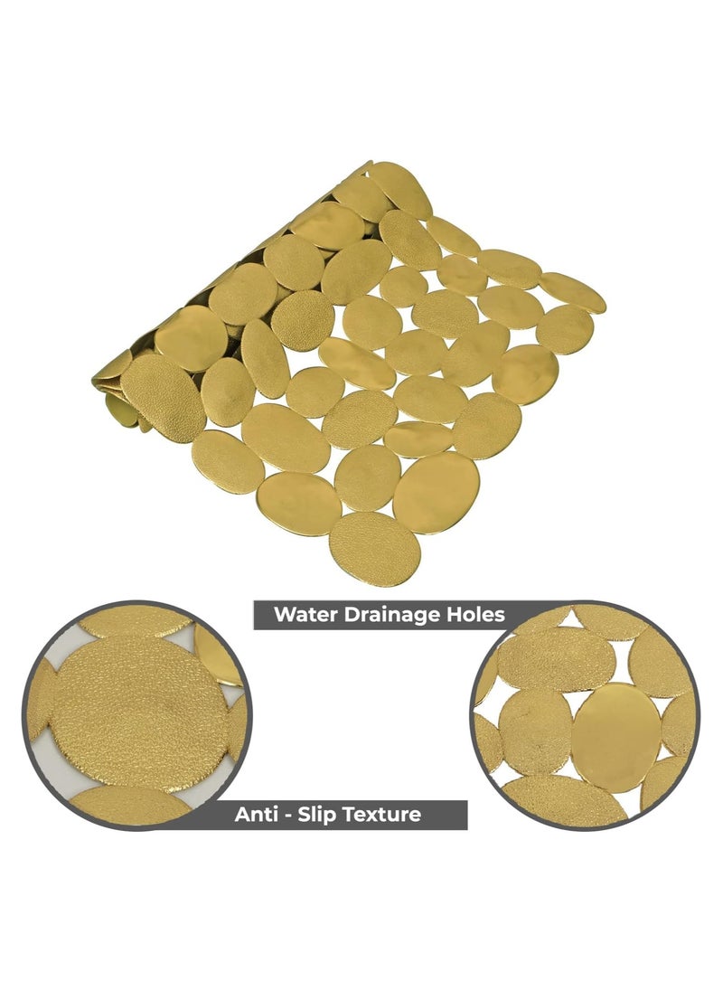 HOKIPO - HOKIPO Metallic Gold Bathroom Floor Mat Anti-Slip Shower Mat, (NEW-3881-GOLD) - Image 1