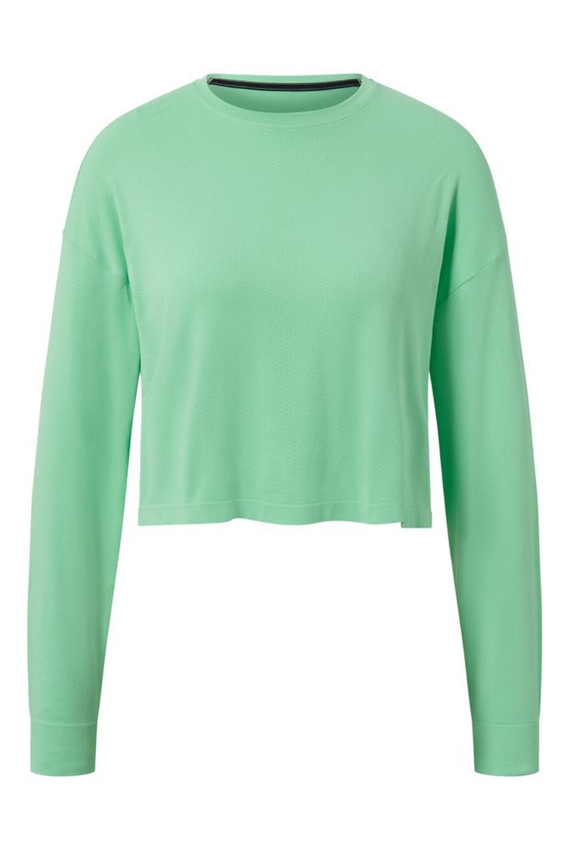 Tchibo Women Sportswear Fit Round Neck Long Sleeves Plain Top, Green - Image 2