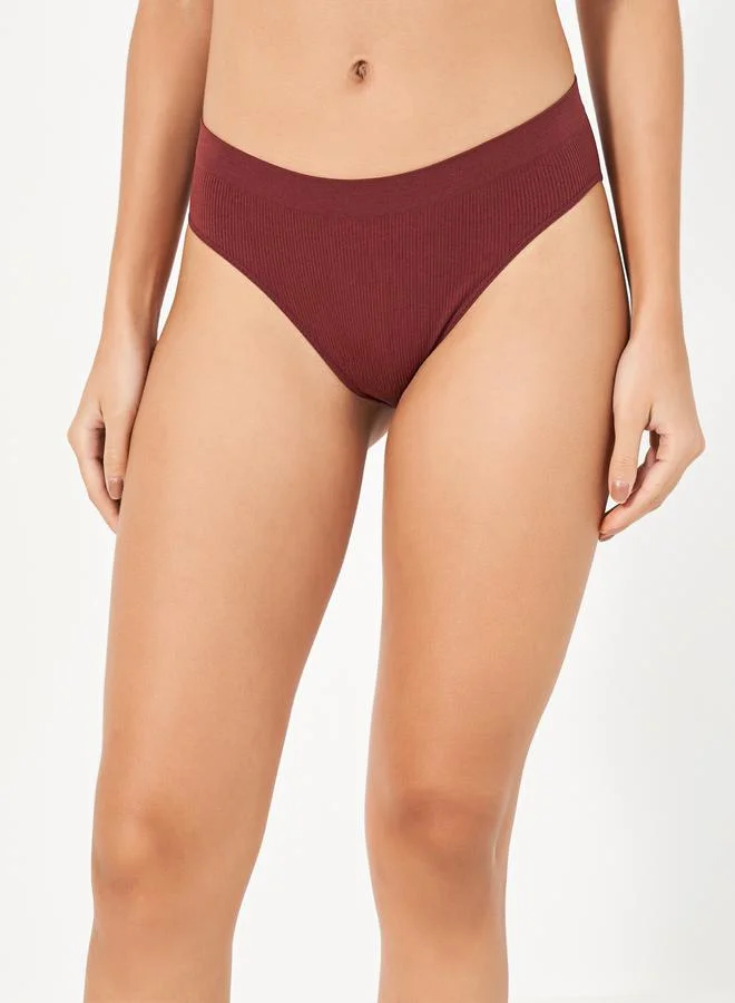 Styli Pack of 4 - Solid Ribbed Seamless High Leg Brief