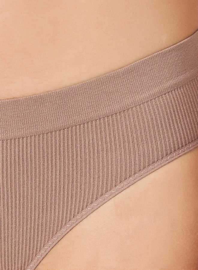 Styli Pack of 4 - Solid Ribbed Seamless High Leg Brief