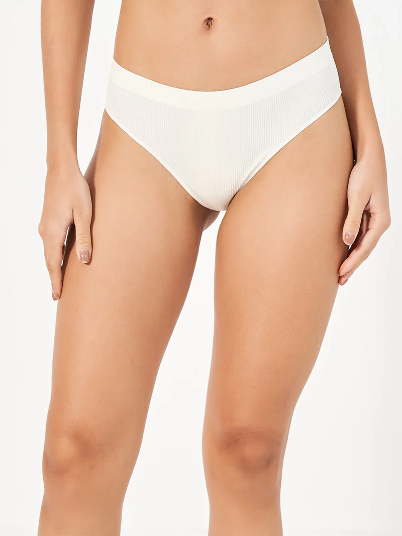 Styli Pack of 4 - Solid Ribbed Seamless High Leg Brief