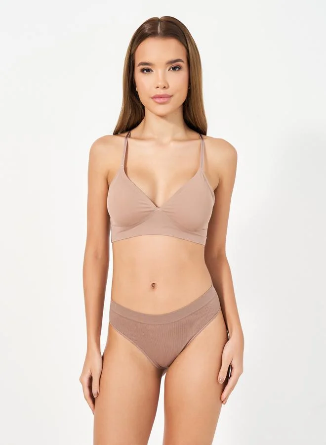 Styli Pack of 4 - Solid Ribbed Seamless High Leg Brief
