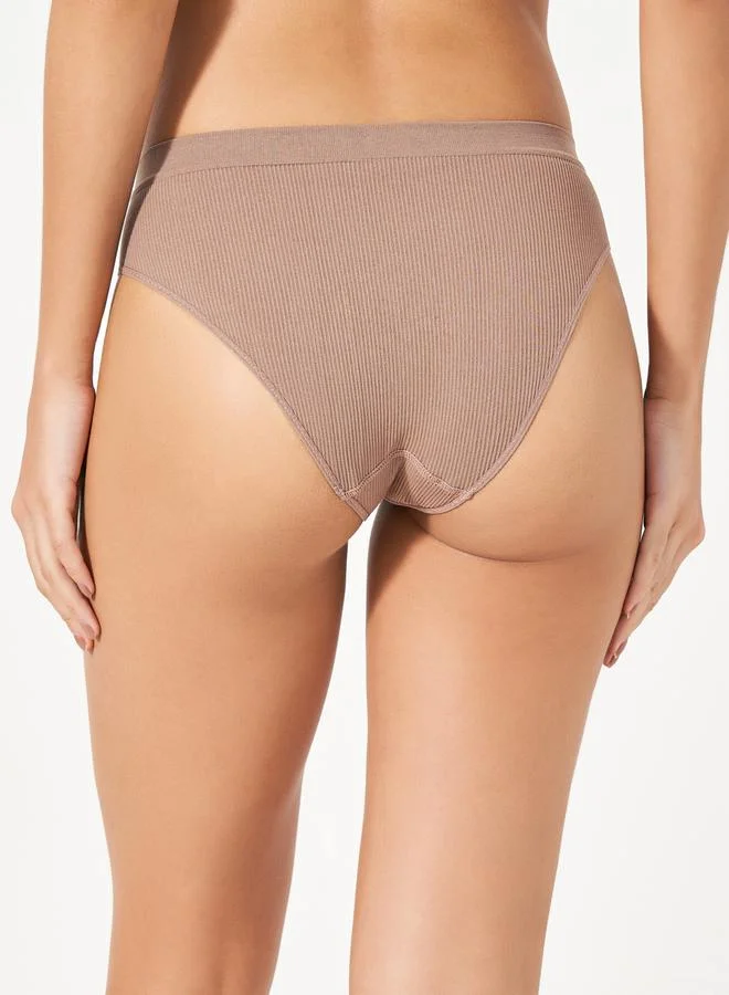 Styli Pack of 4 - Solid Ribbed Seamless High Leg Brief
