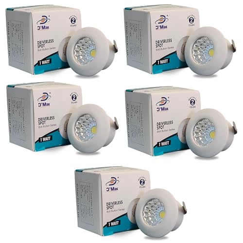 D'Mak b15d 1 Watt Round Led Button/Cob White Focus Light for Pop/Recessed Lighting (Set of 5) - Image 1