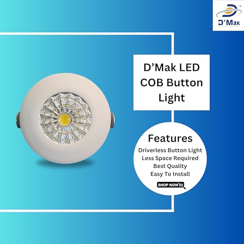 D'Mak b15d 1 Watt Round Led Button/Cob White Focus Light for Pop/Recessed Lighting (Set of 5) - Image 5