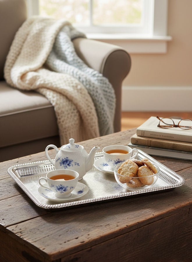 دوف صينية تقديم مستطيلة من الستانلس ستيل فضي 40 سم - Image 2