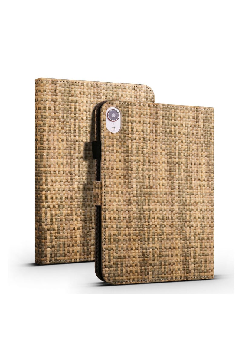 عام غطاء واقي بتصميم كتابي مناسب لـ iPad mini 6 / mini 7 (2024/2021) - نسيج منسوج عالي الجودة، إغلاق بمشبك آمن، وتصميم متين مقاوم للصدمات.