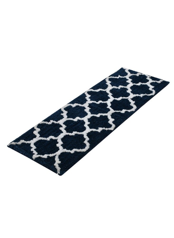 AEROHAVEN™ Glorious Super Soft Microfiber Abstract Moroccan Designer Anti Slip Kitchen/Bedside Runner Rug (Blue, 40 cm x 120 cm) - Image 3