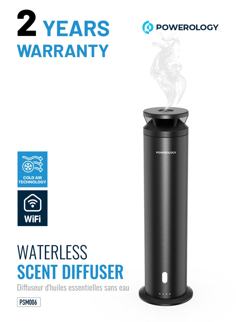 باورولوجي معطر جو بدون ماء قابل لإعادة الشحن / شحن من النوع C / رائحة فاخرة / معطر جو متوافق مع الواي فاي / عطر زيتي / تقنية الهواء البارد - أسود - Image 1