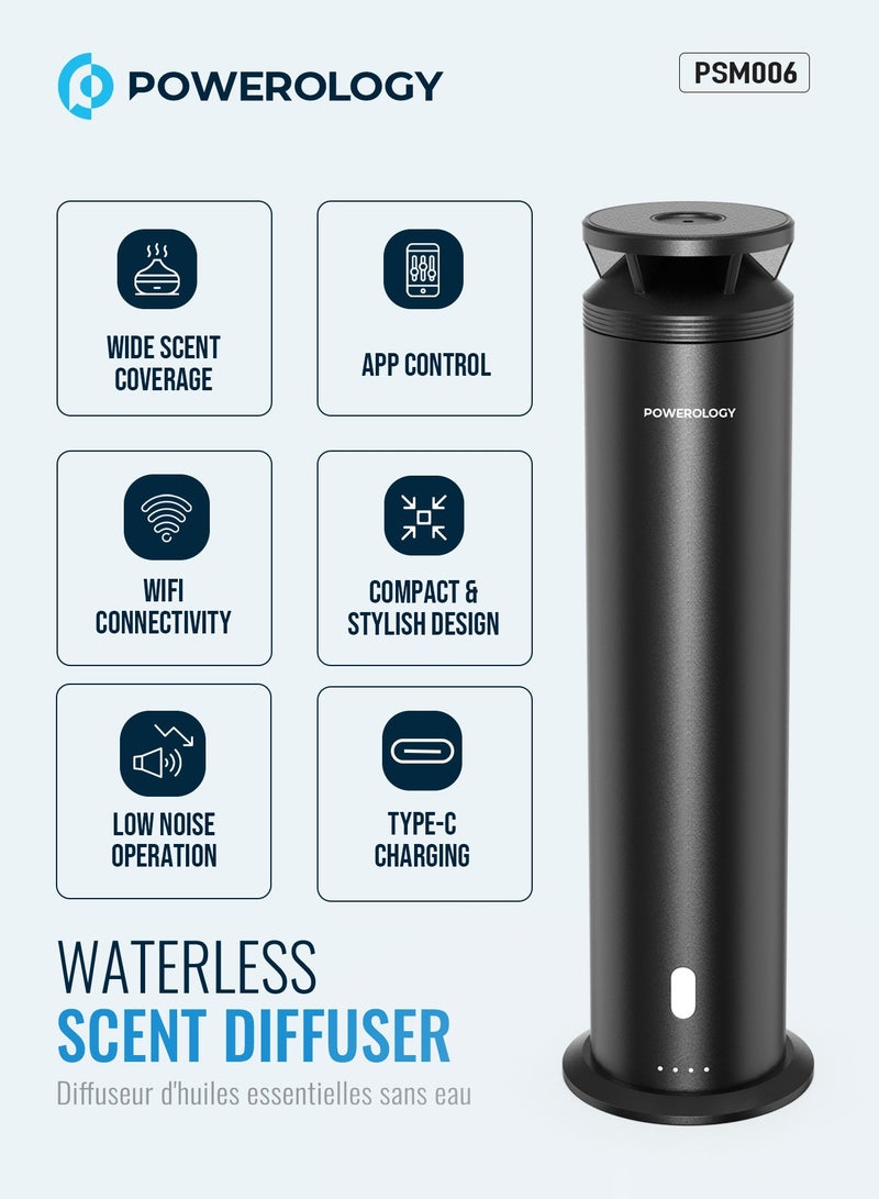 باورولوجي معطر جو بدون ماء قابل لإعادة الشحن / شحن من النوع C / رائحة فاخرة / معطر جو متوافق مع الواي فاي / عطر زيتي / تقنية الهواء البارد - أسود - Image 2
